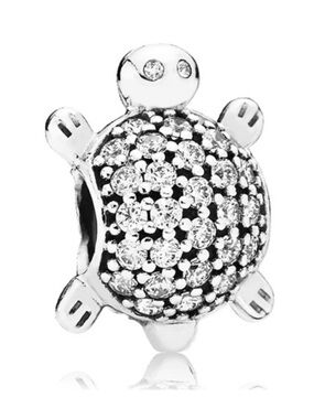 Pandora | Silver Sea Turtle Charm with Crystals